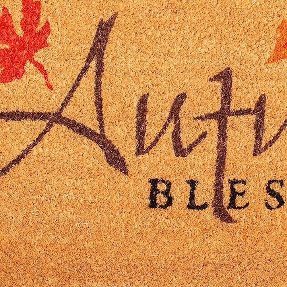 17" X 29" Natural Black And Orange Autumn Blessings Outdoor Coir Door Mat HomeRoots
