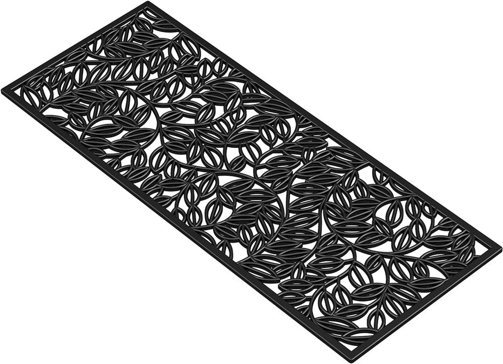 22" X 48" Black Rubber Botanical Leaves Outdoor Door Mat — view 1