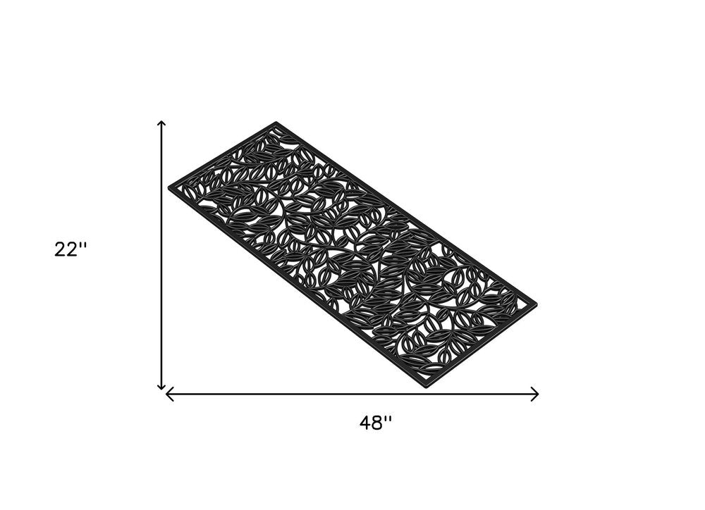 22" X 48" Black Rubber Botanical Leaves Outdoor Door Mat — view 5