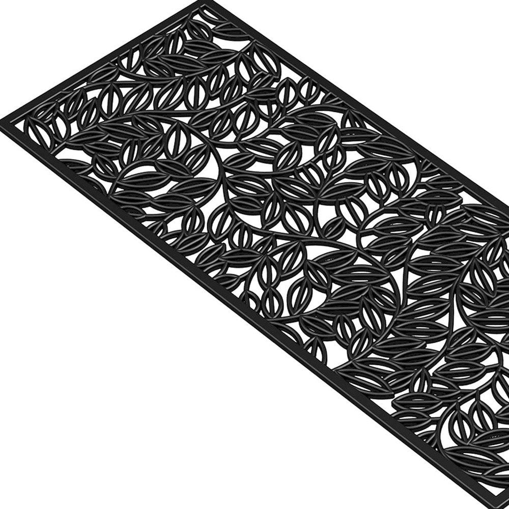 22" X 48" Black Rubber Botanical Leaves Outdoor Door Mat — view 4