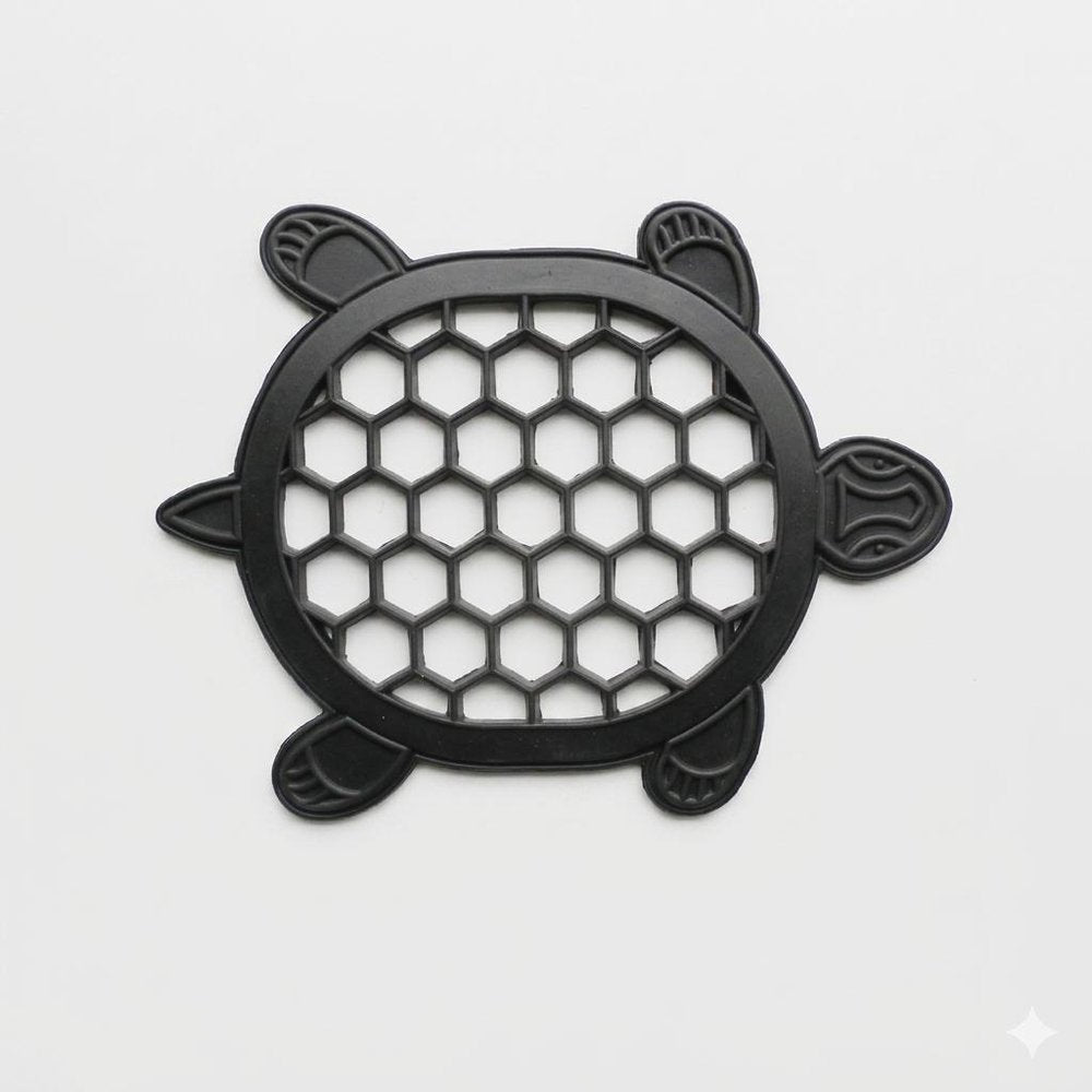13" X 17" Black Rubber Geometric Turtle Outdoor Door Mat HomeRoots