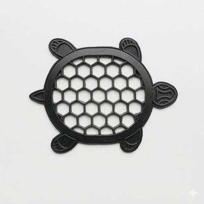 13" X 17" Black Rubber Geometric Turtle Outdoor Door Mat HomeRoots