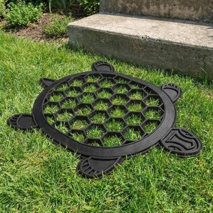 13" X 17" Black Rubber Geometric Turtle Outdoor Door Mat HomeRoots