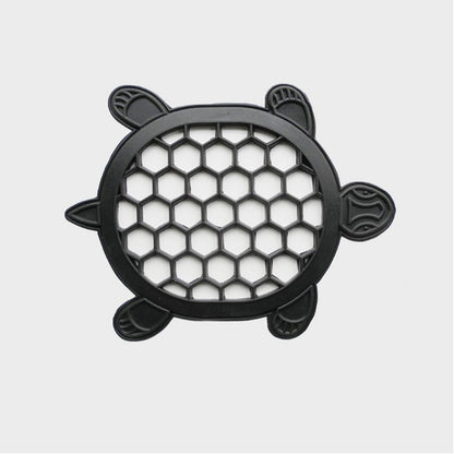 13" X 17" Black Rubber Geometric Turtle Outdoor Door Mat HomeRoots