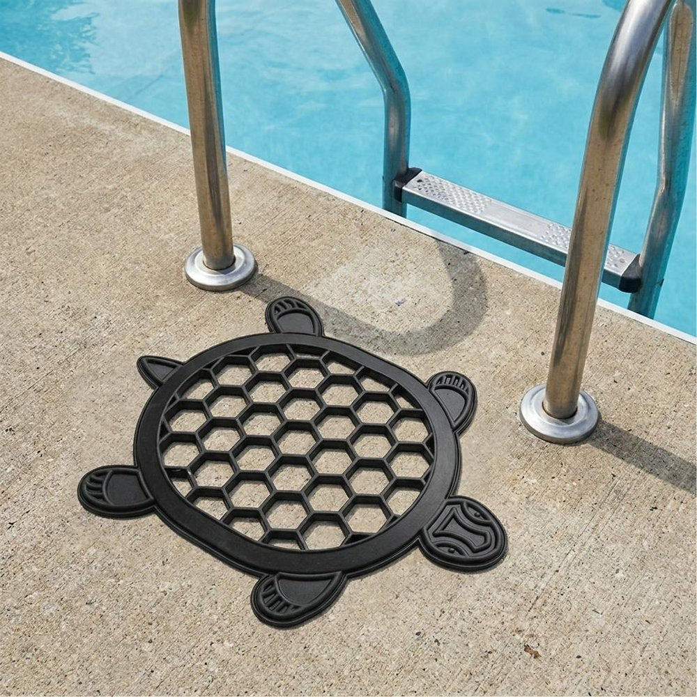 13" X 17" Black Rubber Geometric Turtle Outdoor Door Mat HomeRoots
