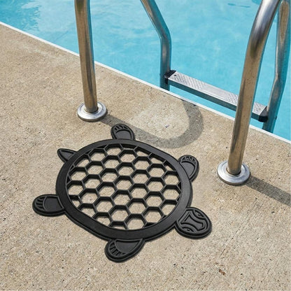 13" X 17" Black Rubber Geometric Turtle Outdoor Door Mat HomeRoots