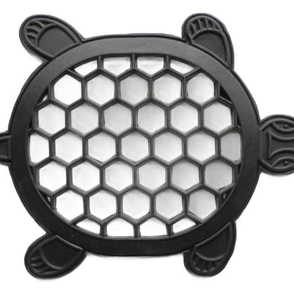 13" X 17" Black Rubber Geometric Turtle Outdoor Door Mat HomeRoots