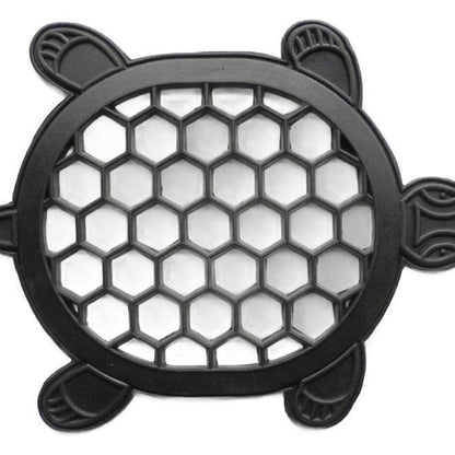 13" X 17" Black Rubber Geometric Turtle Outdoor Door Mat HomeRoots