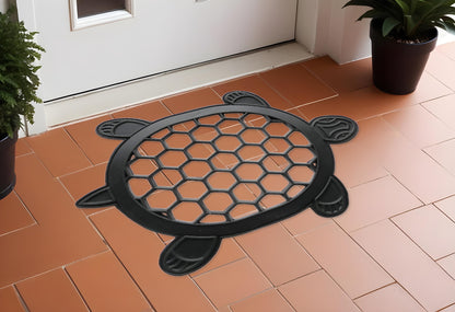 13" X 17" Black Rubber Geometric Outdoor Door Mat