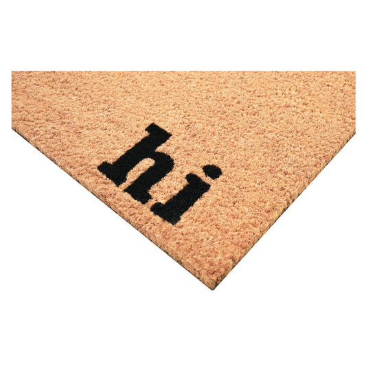 17" X 29" Natural and Black Coir Hi Bye Outdoor Door Mat HomeRoots