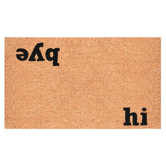 17" X 29" Natural and Black Coir Hi Bye Outdoor Door Mat HomeRoots
