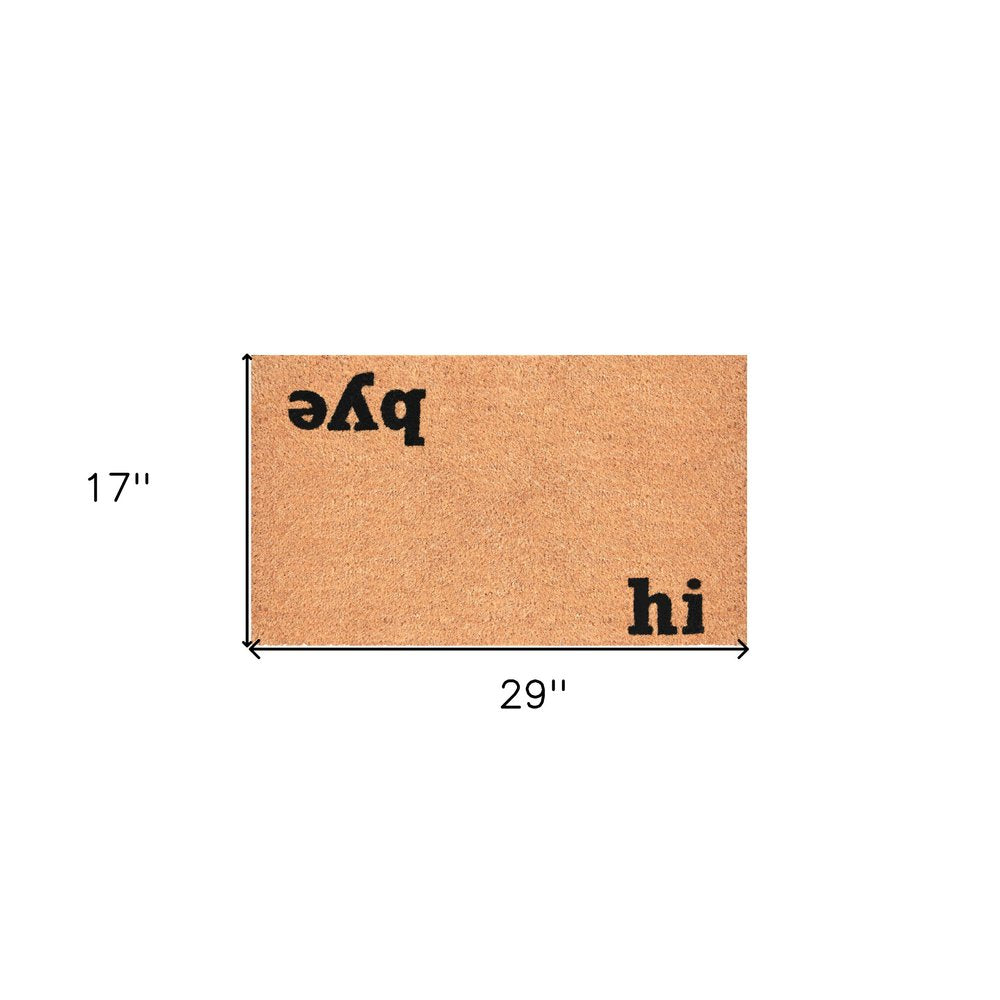 17" X 29" Natural and Black Coir Hi Bye Outdoor Door Mat HomeRoots