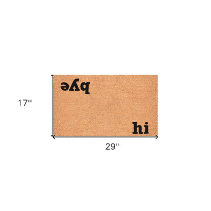 17" X 29" Natural and Black Coir Hi Bye Outdoor Door Mat HomeRoots