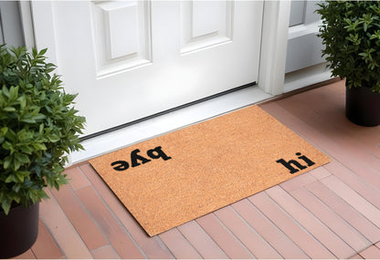 17" X 29" Natural and Black Coir Hi Bye Outdoor Door Mat