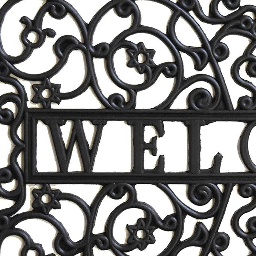18" X 30" Black Rubber Scrollwork Welcome Outdoor Door Mat HomeRoots