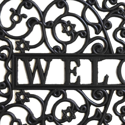 18" X 30" Black Rubber Scrollwork Welcome Outdoor Door Mat HomeRoots