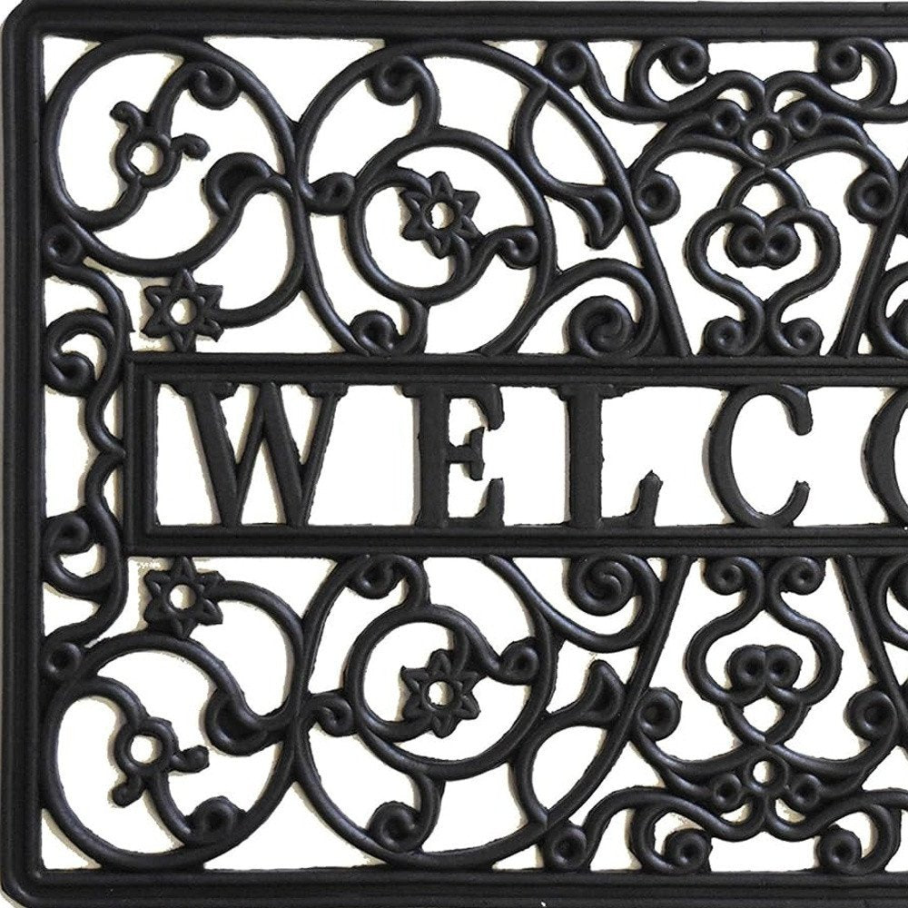 18" X 30" Black Rubber Scrollwork Welcome Outdoor Door Mat HomeRoots
