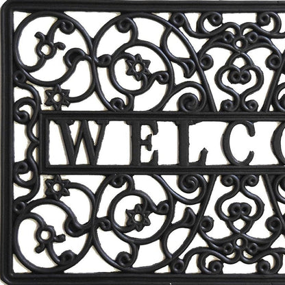 18" X 30" Black Rubber Scrollwork Welcome Outdoor Door Mat HomeRoots