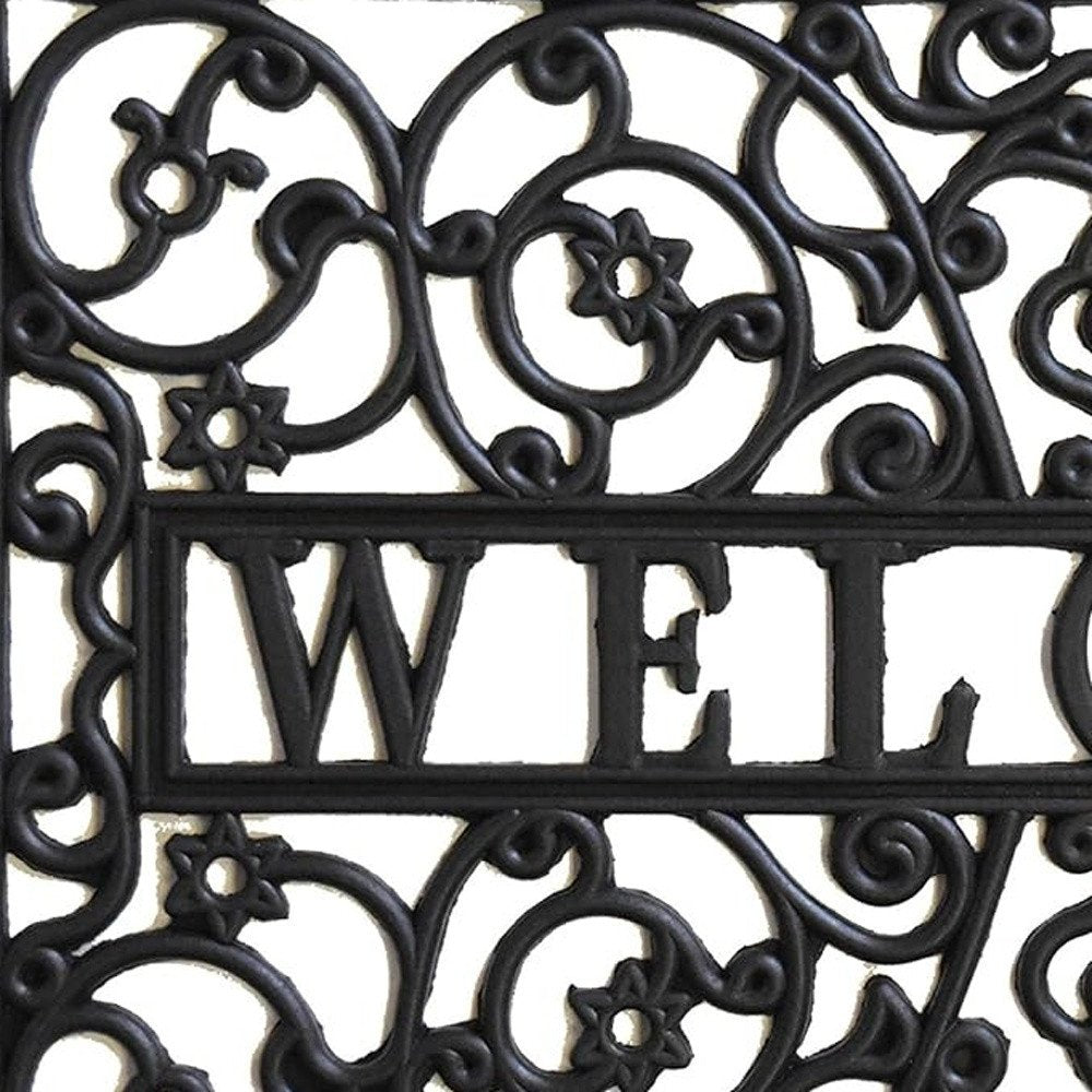 18" X 30" Black Rubber Scrollwork Welcome Outdoor Door Mat HomeRoots
