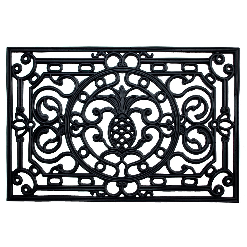 18" X 30" Black Rubber Pineapple Outdoor Door Mat HomeRoots