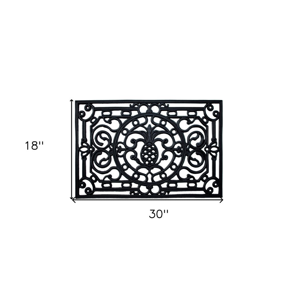 18" X 30" Black Rubber Pineapple Outdoor Door Mat HomeRoots