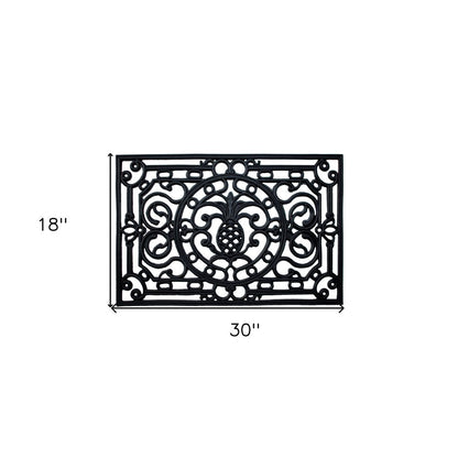 18" X 30" Black Rubber Pineapple Outdoor Door Mat HomeRoots