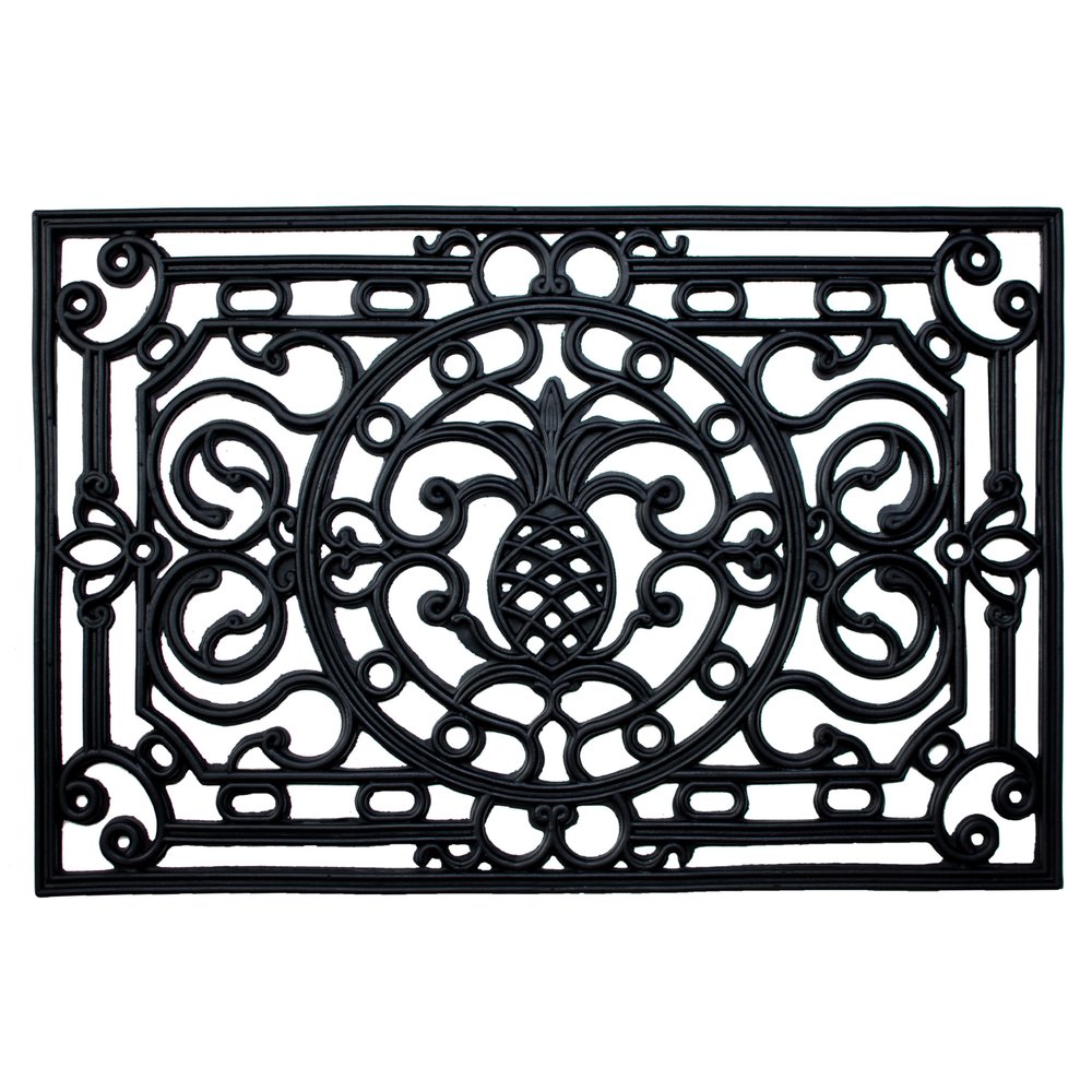 18" X 30" Black Rubber Pineapple Outdoor Door Mat HomeRoots