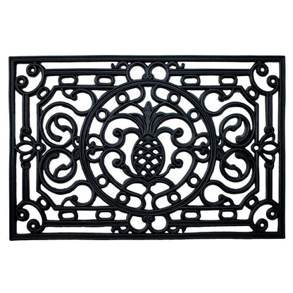 18" X 30" Black Rubber Pineapple Outdoor Door Mat HomeRoots