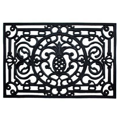 18" X 30" Black Rubber Pineapple Outdoor Door Mat HomeRoots