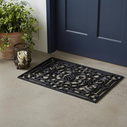 18" X 30" Black Rubber Pineapple Outdoor Door Mat HomeRoots