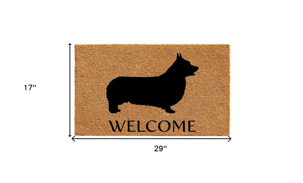 17" X 29" Natural and Black Coir Dachshund Welcome Outdoor Door Mat HomeRoots