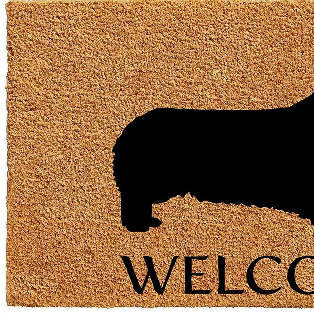 17" X 29" Natural and Black Coir Dachshund Welcome Outdoor Door Mat HomeRoots