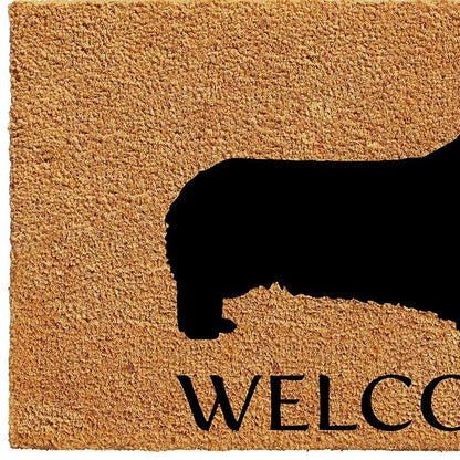 17" X 29" Natural and Black Coir Dachshund Welcome Outdoor Door Mat HomeRoots
