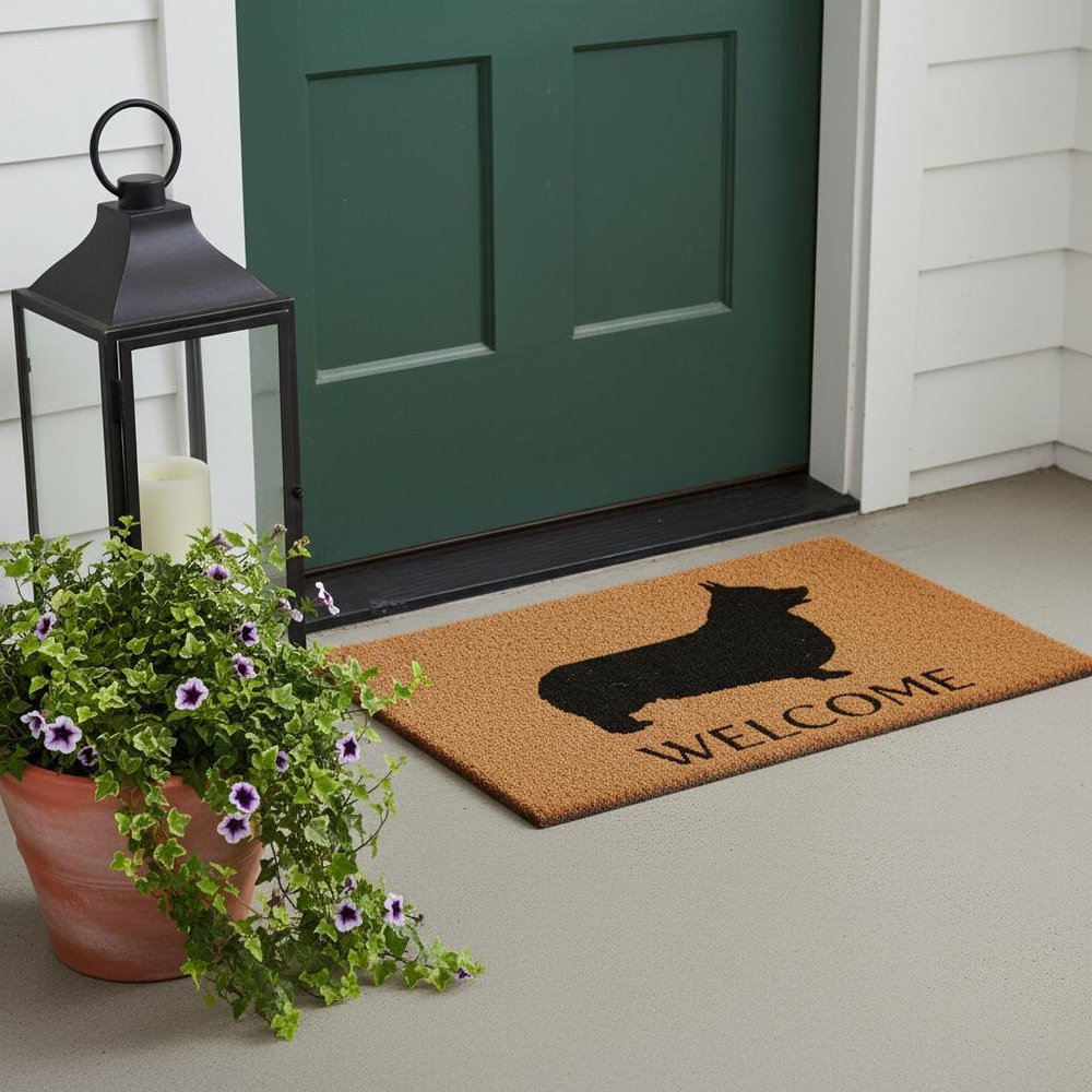 17" X 29" Natural and Black Coir Dachshund Welcome Outdoor Door Mat HomeRoots