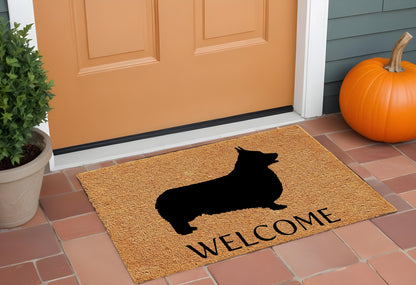 17" X 29" Natural and Black Coir Dachshund Welcome Outdoor Door Mat