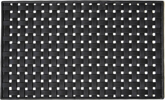 18" X 30" Black Rubber Weave Outdoor Door Mat HomeRoots