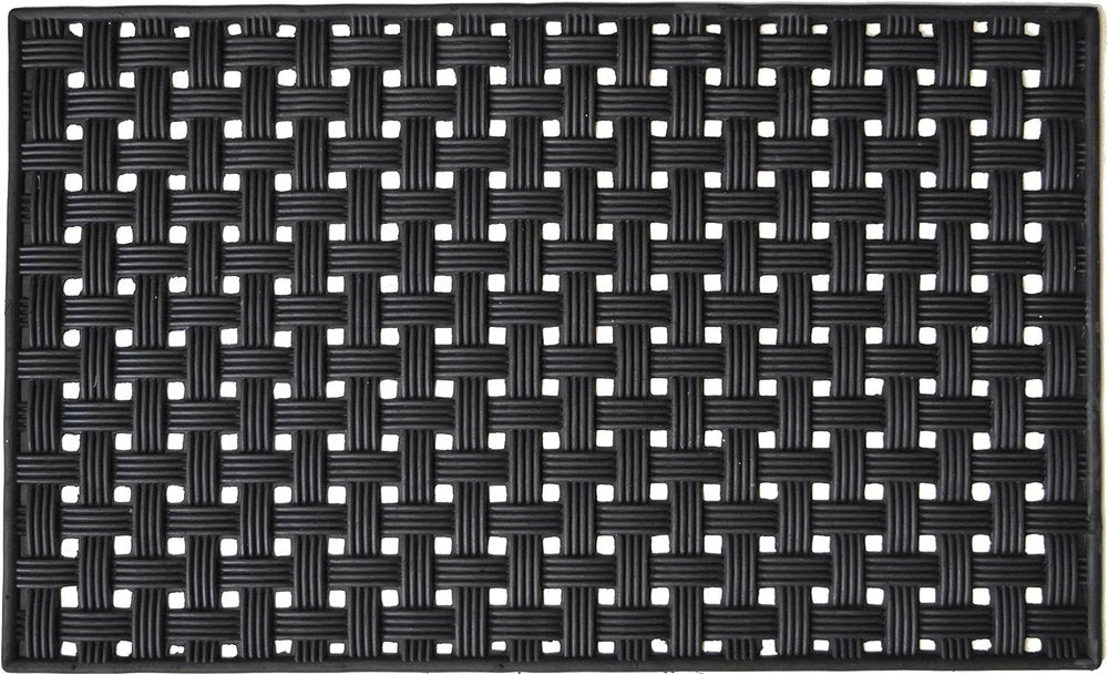 18" X 30" Black Rubber Weave Outdoor Door Mat HomeRoots