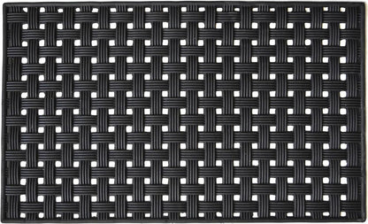 18" X 30" Black Rubber Weave Outdoor Door Mat HomeRoots