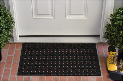 18" X 30" Black Rubber Weave Outdoor Door Mat HomeRoots