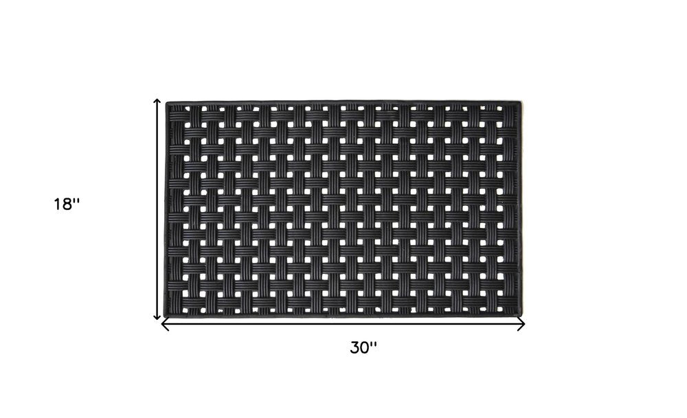 18" X 30" Black Rubber Weave Outdoor Door Mat HomeRoots