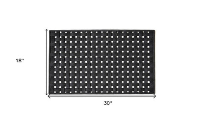 18" X 30" Black Rubber Weave Outdoor Door Mat HomeRoots