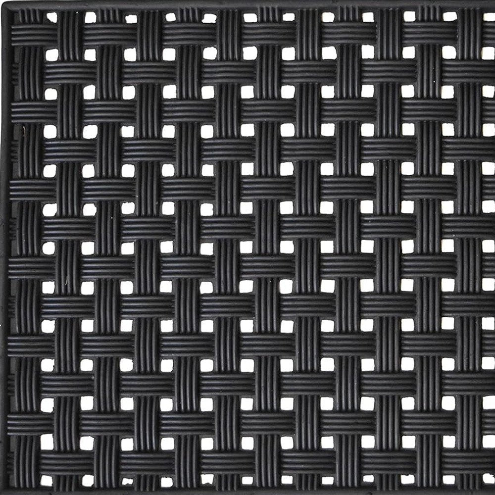 18" X 30" Black Rubber Weave Outdoor Door Mat HomeRoots