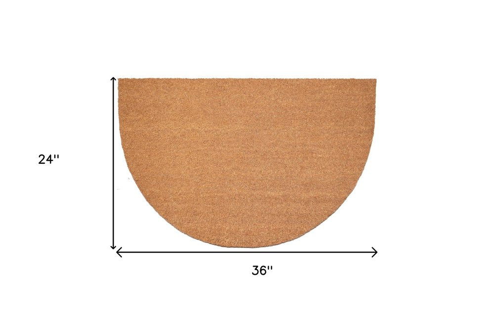 24" X 36" Natural Coir Solid Color Outdoor Semi Circle Door Mat HomeRoots