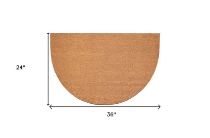 24" X 36" Natural Coir Solid Color Outdoor Semi Circle Door Mat HomeRoots