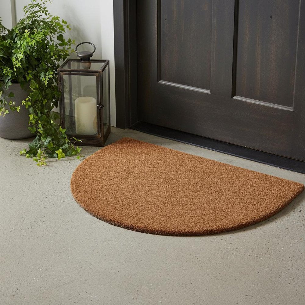 24" X 36" Natural Coir Solid Color Outdoor Semi Circle Door Mat HomeRoots