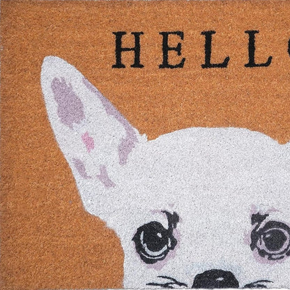 24" X 36" Natural Black and White Coir Chihuahua Hello Outdoor Door Mat HomeRoots