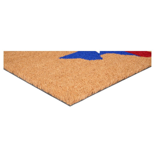 17" X 29" Natural Red White and Blue Coir Texas Outdoor Door Mat HomeRoots