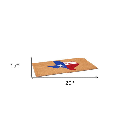 17" X 29" Natural Red White and Blue Coir Texas Outdoor Door Mat HomeRoots