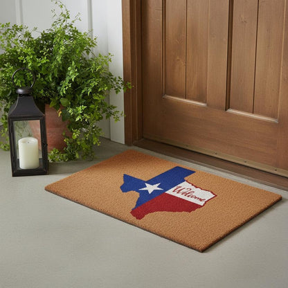 24" X 36" Natural Red White and Blue Coir Texas Outdoor Door Mat HomeRoots