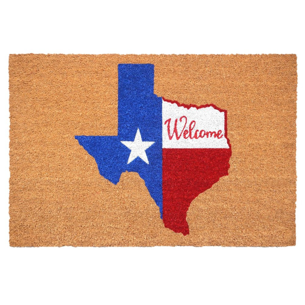 24" X 36" Natural Red White and Blue Coir Texas Outdoor Door Mat HomeRoots